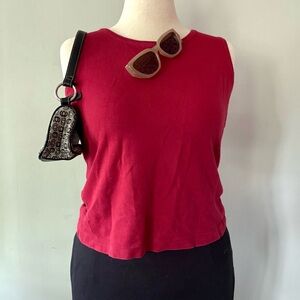 90s cherry red sleeveless high neck top